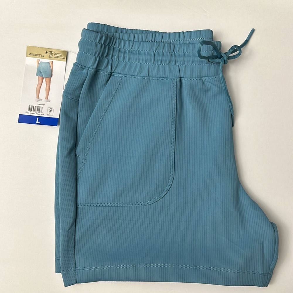 Mondetta-Women’s Blue Scuba Short Ribbed Active Short Size L NEW WITH TAGS. - Picture 6 of 16